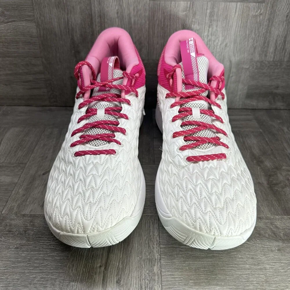 Under Armour Basketball Shoe Mens 18 White Pink HOVR  5 Athletic NEW 3024979-106